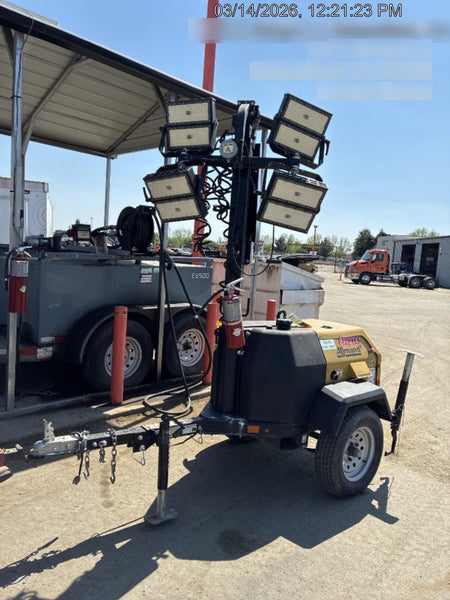 2022 Allmand NLV3GR (4) LED Light Fixture 350W, 23' Vertical Mast, 3kW Prime, Towable, ES Decals, T3