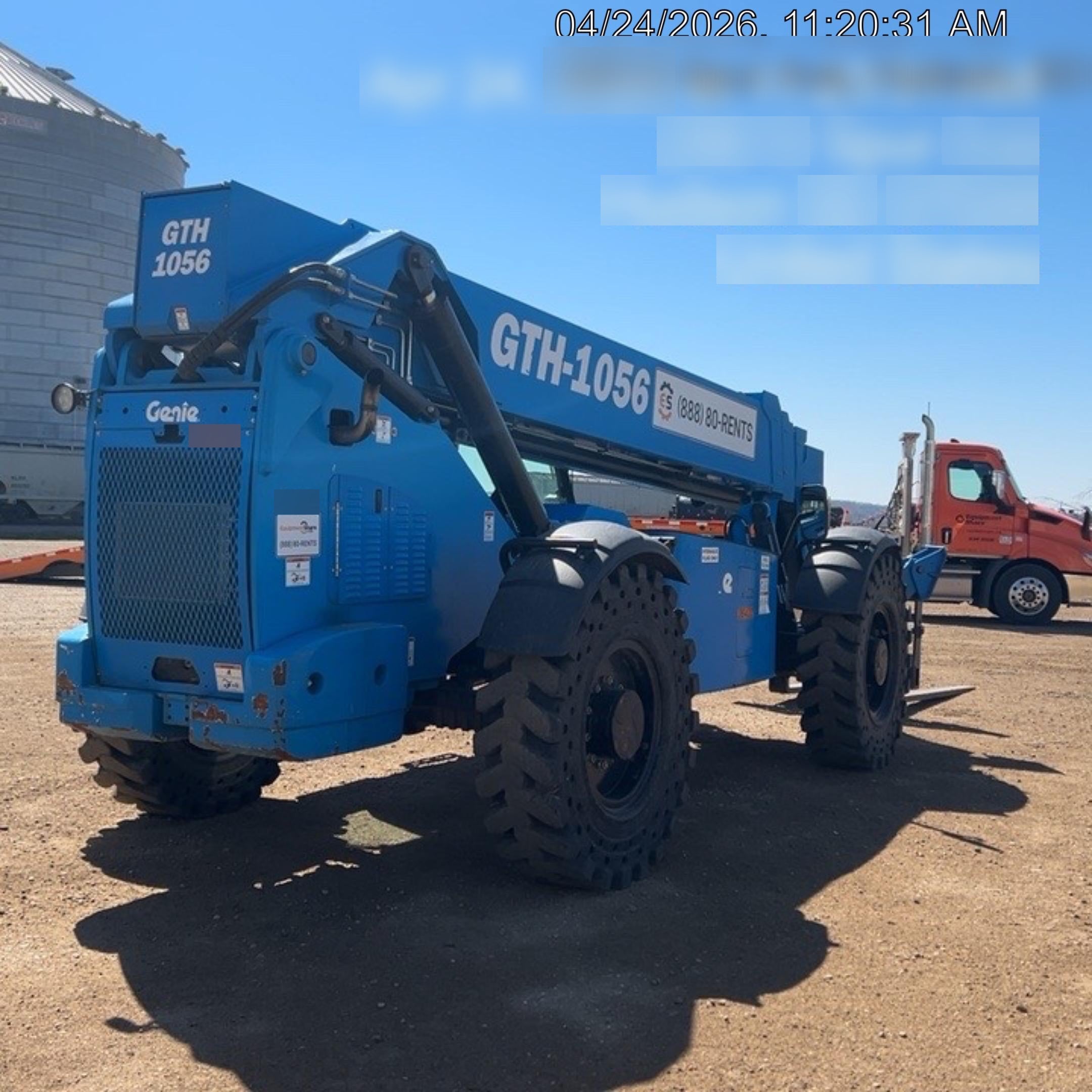 2019 Genie GTH-1056 Cab/Heat/AC, Solid RT Tires, LED Work Lights, Beacon 60" QA Carriage, 60" Forks