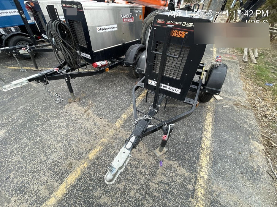 2019 Lincoln Electric Vantage 322 Welder Ready-Pak 3, Two wheel trailer, Fender and Light kit, Cable Rack
