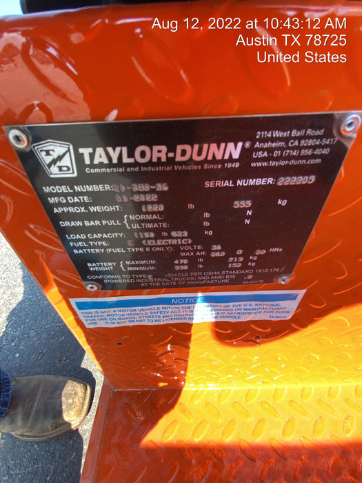 2022 TAYLOR DUNN R-380