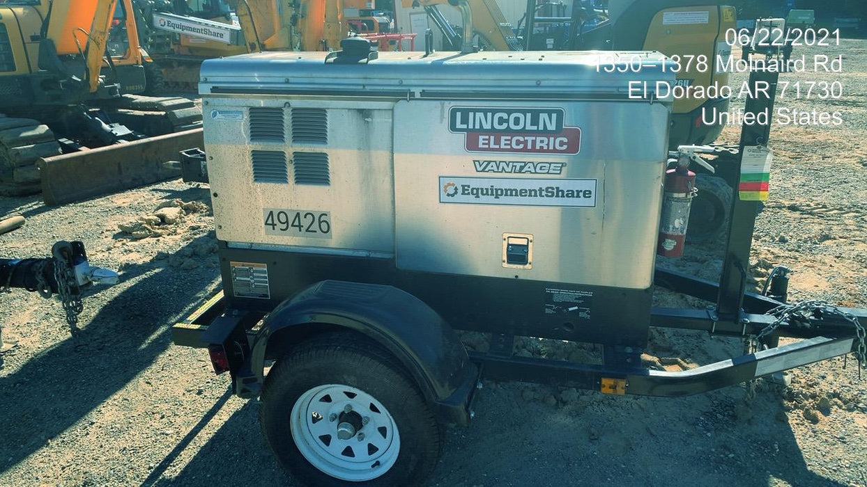 2019 Lincoln Electric Vantage 322 Ready-Pak 3, Two Wheel Trailer, Fender and Light Kit, Cable Rack