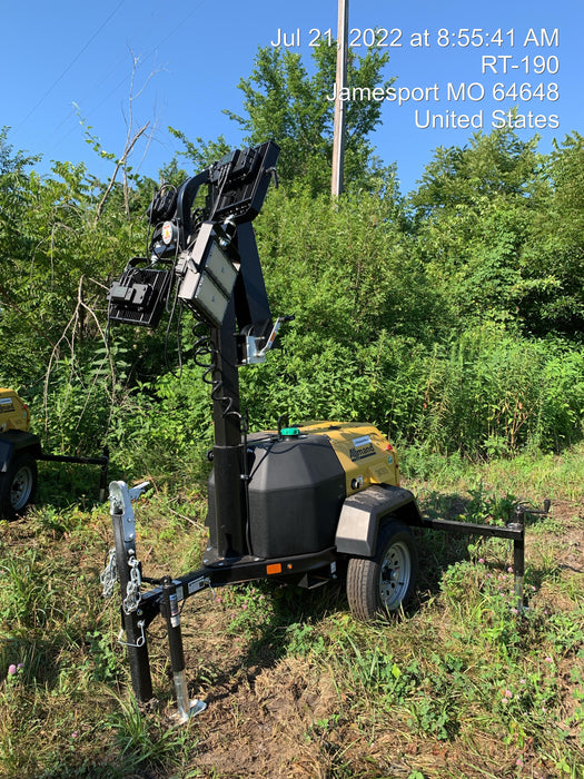 2022 Allmand NLV3GR (4) LED Light Fixture 350W, 23' Vertical Mast, 3kW Prime, Towable, Deep Sea L401, Leveling Jacks, Yanmar T4F 5.8hp