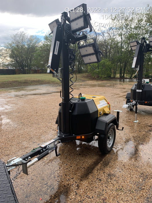 2022 Allmand NLV3GR (4) LED Light Fixture 350W, 23' Vertical Mast, 3kW Prime, Towable, ES Decals, T3