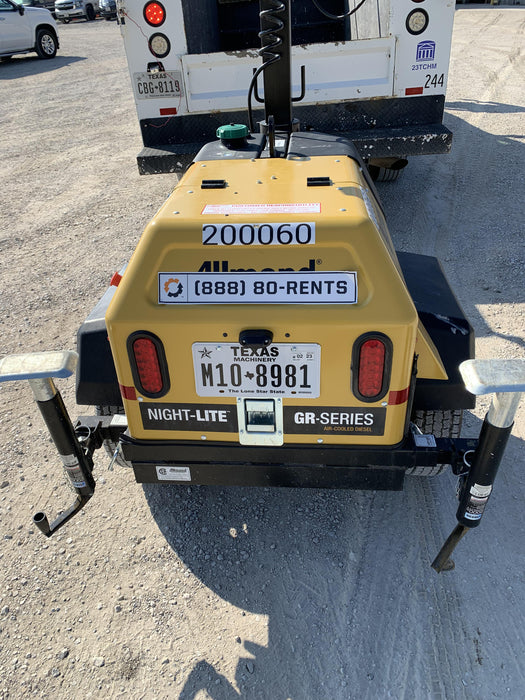 2022 Allmand NLV3GR (4) LED Light Fixture 350W, 23' Vertical Mast, 3kW Prime, Towable, Deep Sea L401, Leveling Jacks, Yanmar T4F 5.8hp