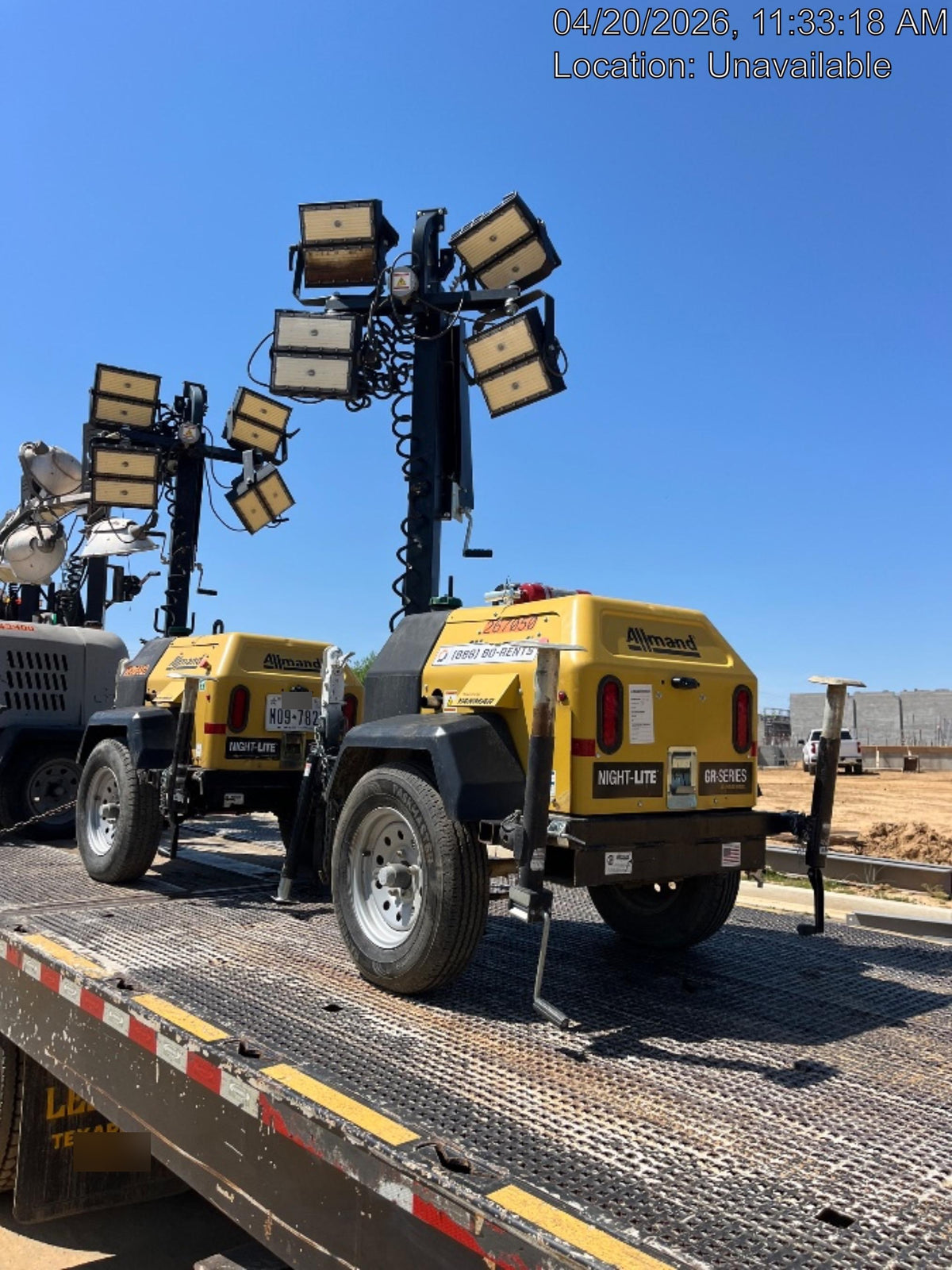 2022 Allmand NLV3GR (4) LED Light Fixture 350W, 23' Vertical Mast, 3kW Prime, Towable, ES Decals, T3