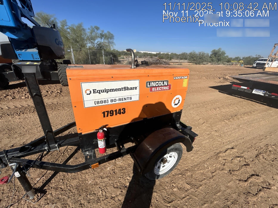 2021 Lincoln Electric Vantage 322 Vantage 322 Ready Pak 3 w/ Decals, ORANGE (includes trailer, cable rack, fender light kit) NO Telematics