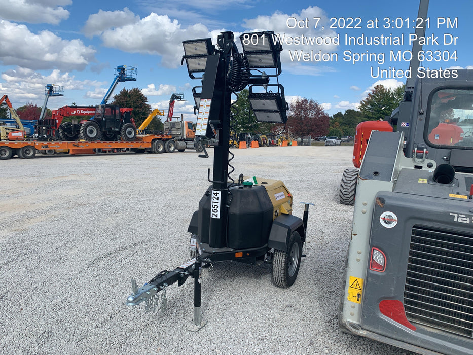 2022 Allmand NLV3GR (4) LED Light Fixture 350W, 23' Vertical Mast, 3kW Prime, Towable, ES Decals, T3