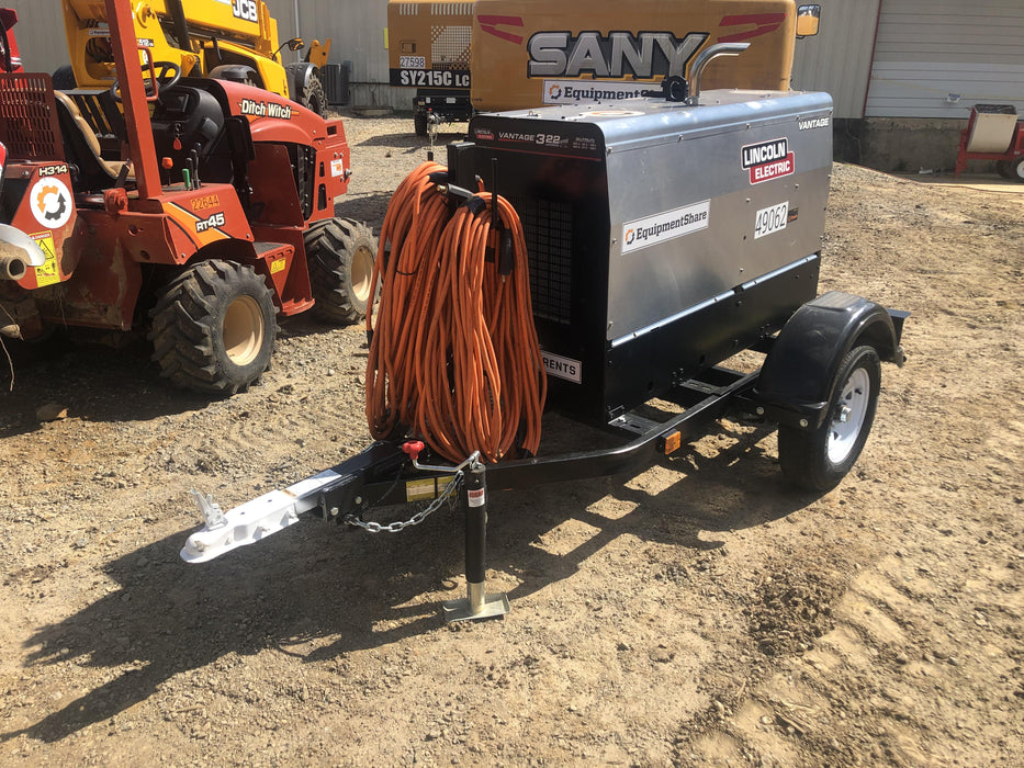 2019 Lincoln Electric Vantage 322 Ready-Pak 3, Two Wheel Trailer, Fender and Light Kit, Cable Rack