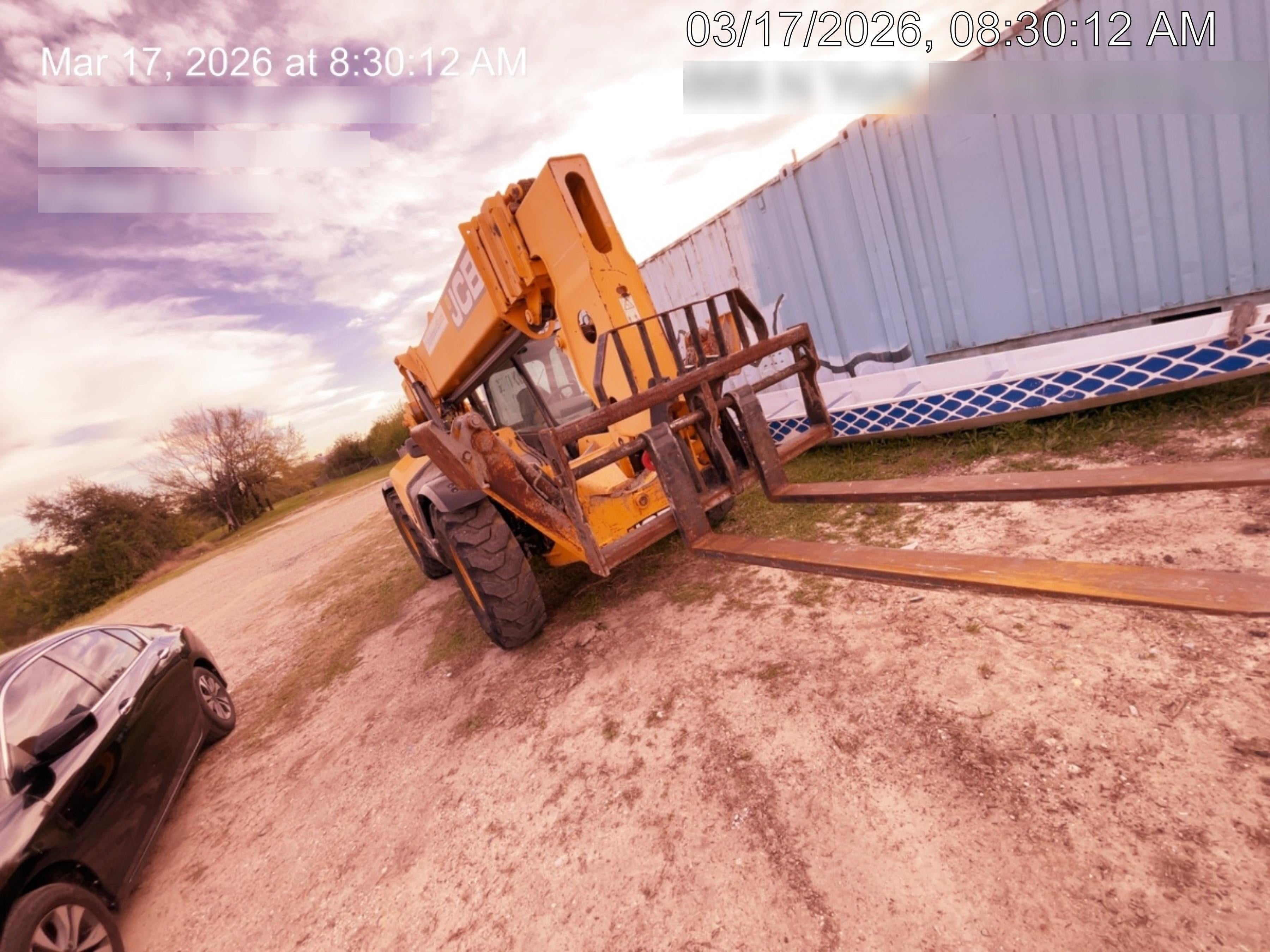 2019 JCB 510-56 Enclosed Cab, 74 HP, Solid Tires, Worklights, Beacon, Aux Hydraulics, Lifting Eye w/66" Carriage/60" Forks