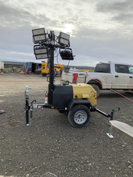 2020 Allmand NLV3GR (4) LED Light Fixture 350W, 23' Vertical Mast, 3kW Prime, Towable, Deep Sea L401, Leveling Jacks, Yanmar T4F 5.8hp