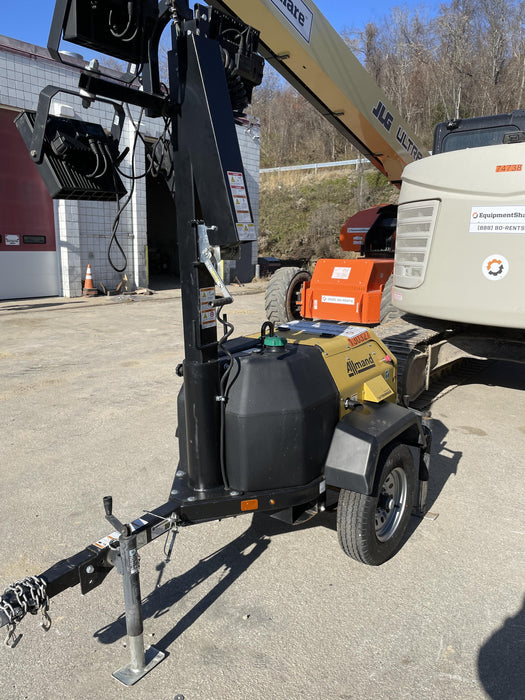 2021 Allmand NLV3GR (4) LED Light Fixture 350W, 23' Vertical Mast, 3kW Prime, Towable, Deep Sea L401, Leveling Jacks, Yanmar T4F 5.8hp