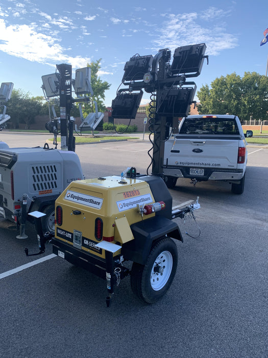 2021 Allmand NLV3GR (4) LED Light Fixture 350W, 23' Vertical Mast, 3kW Prime, Towable, Deep Sea L401, Leveling Jacks, Yanmar T4F 5.8hp