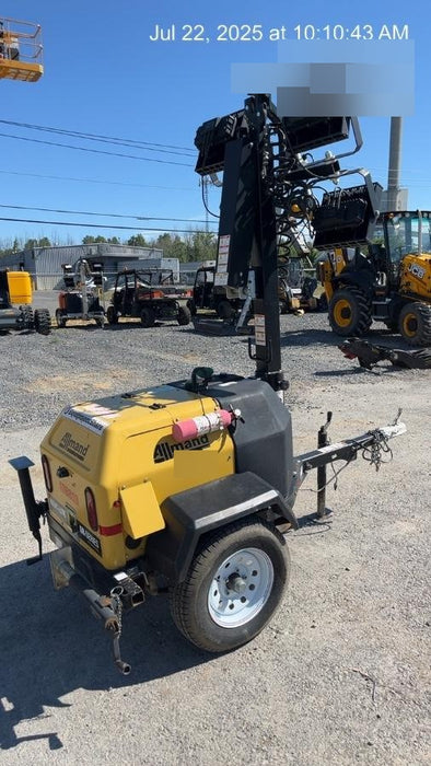 Allmand NLV3GR (4) LED Light Fixture 350W, 23' Vertical Mast, 3kW Prime, Towable, Deep Sea L401, Leveling Jacks, Yanmar T4F 5.8hp