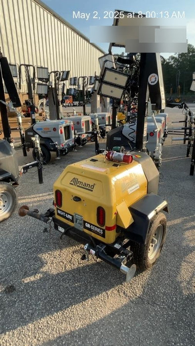 2022 Allmand NLV3GR (4) LED Light Fixture 350W, 23' Vertical Mast, 3kW Prime, Towable, Deep Sea L401, Leveling Jacks, Yanmar T4F 5.8hp