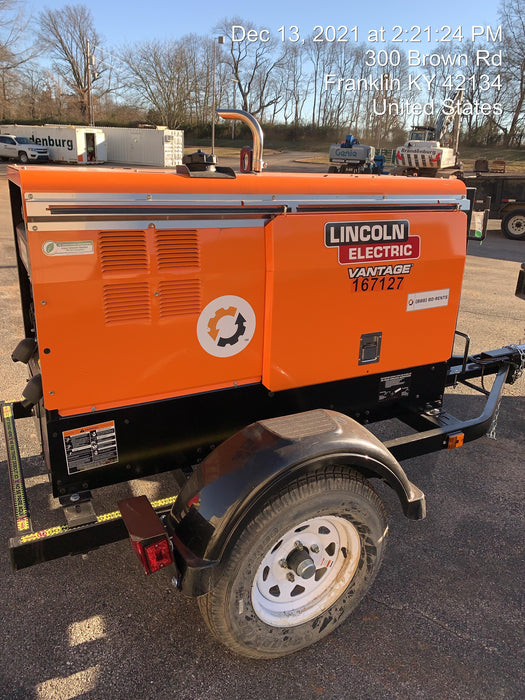 2021 Lincoln Electric Vantage 322 Vantage 322 Ready Pak 3 w/ Decals, ORANGE (includes trailer, cable rack, fender light kit) NO Telematics