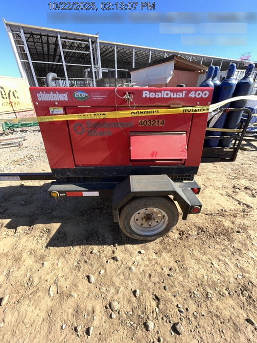 2024 Shindaiwa DGW400MDL Kubota D902 Engine, 23 HP, Dual Op Welder, Wire, Arc, Droop Stick, Tig, and CC Stick Functionality, Simulphase, 3 Phase and 1 Phase Gen Output, Single Axle NB Trlr, Slr Trckl Chrg 12V 12W, Fire Ext