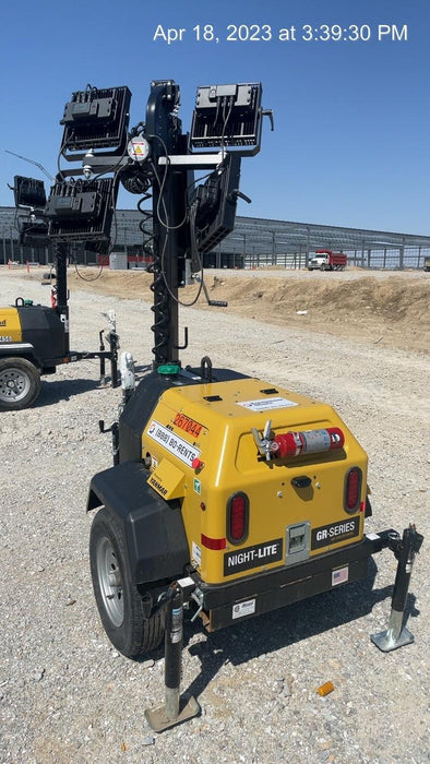 2022 Allmand NLV3GR (4) LED Light Fixture 350W, 23' Vertical Mast, 3kW Prime, Towable, ES Decals, T3