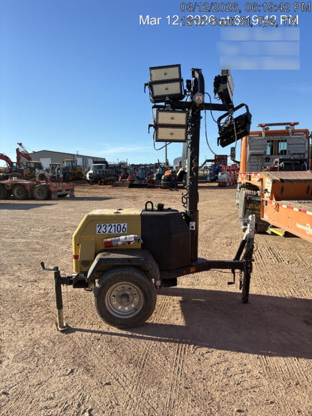 2022 Allmand NLV3GR (4) LED Light Fixture 350W, 23' Vertical Mast, 3kW Prime, Towable, Deep Sea L401, Leveling Jacks, Yanmar T4F 5.8hp
