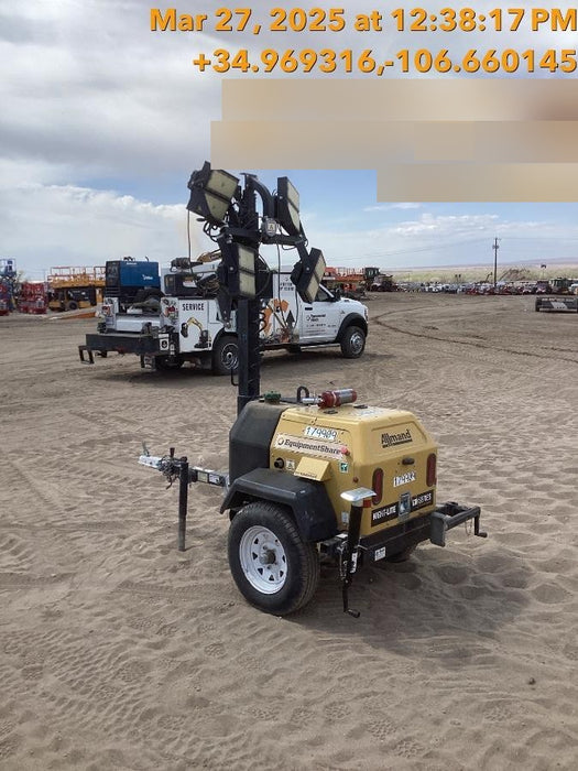 Allmand NLV3GR (4) LED Light Fixture 350W, 23' Vertical Mast, 3kW Prime, Towable, Deep Sea L401, Leveling Jacks, Yanmar T4F 5.8hp