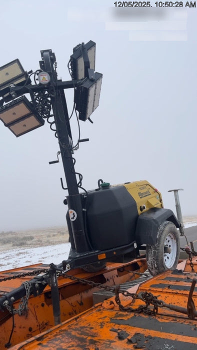 2021 Allmand NLV3GR (4) LED Light Fixture 350W, 23' Vertical Mast, 3kW Prime, Towable, Deep Sea L401, Leveling Jacks, Yanmar T4F 5.8hp