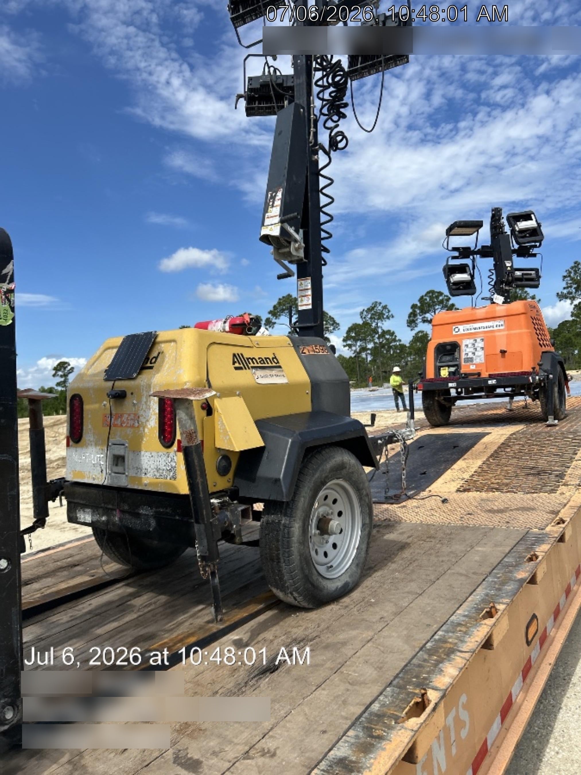 2022 Allmand NLV3GR (4) LED Light Fixture 350W, 23' Vertical Mast, 3kW Prime, Towable, Deep Sea L401, Leveling Jacks, Yanmar T4F 5.8hp