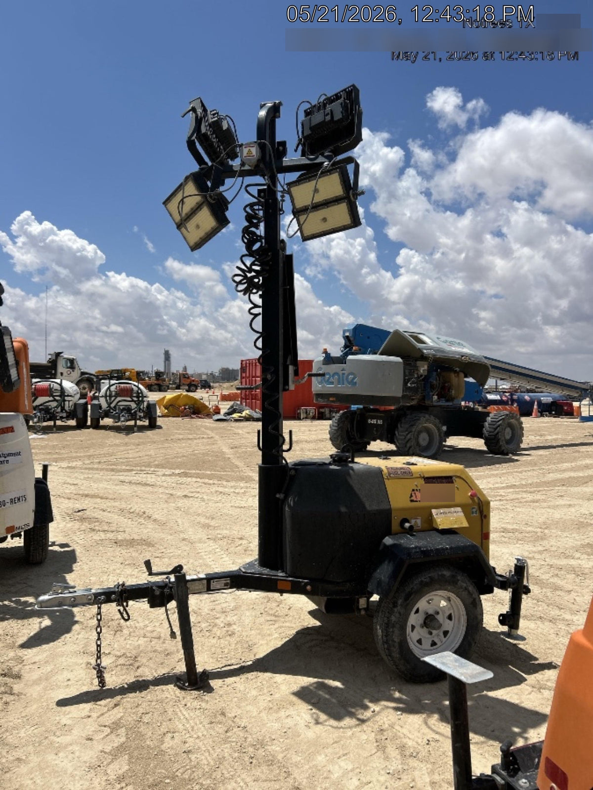 Allmand NLV3GR (4) LED Light Fixture 350W, 23' Vertical Mast, 3kW Prime, Towable, Deep Sea L401, Leveling Jacks, Yanmar T4F 5.8hp