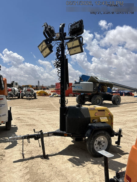 Allmand NLV3GR (4) LED Light Fixture 350W, 23' Vertical Mast, 3kW Prime, Towable, Deep Sea L401, Leveling Jacks, Yanmar T4F 5.8hp