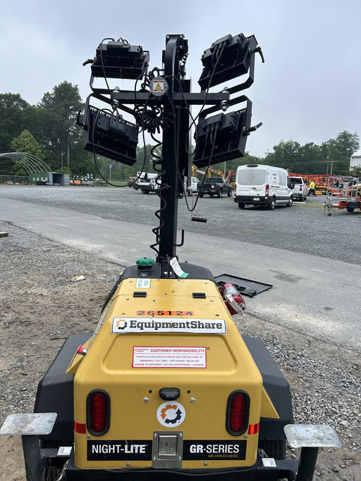 2022 Allmand NLV3GR (4) LED Light Fixture 350W, 23' Vertical Mast, 3kW Prime, Towable, ES Decals, T3