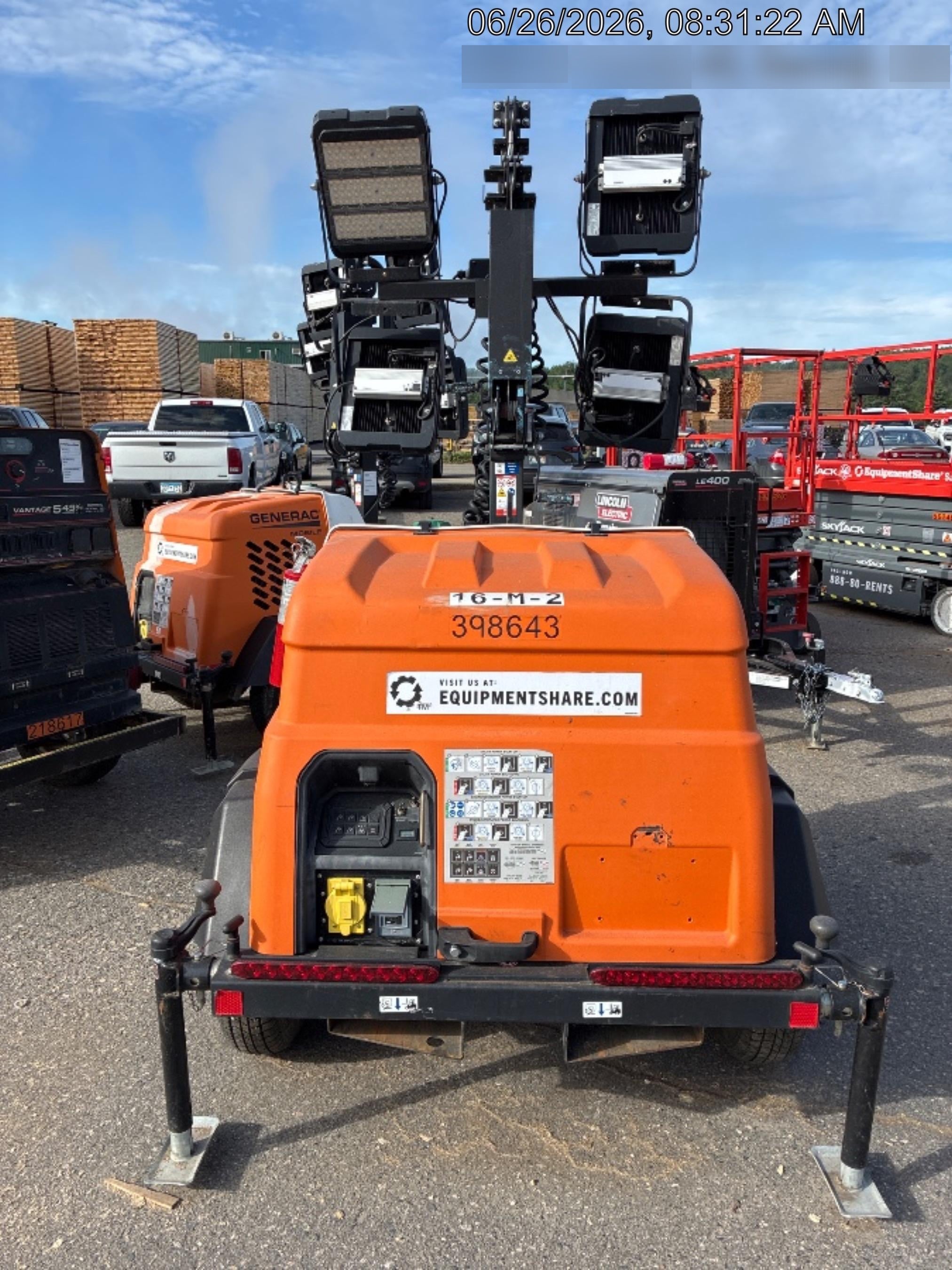 2024 Generac MLT2 Diesel, Flex Switch 120V Input, Powerzone Controller, 
(4) 320W LED Lights, 4kW Generator, 39.9 Gal Fuel Tank, 2" Ball, T3