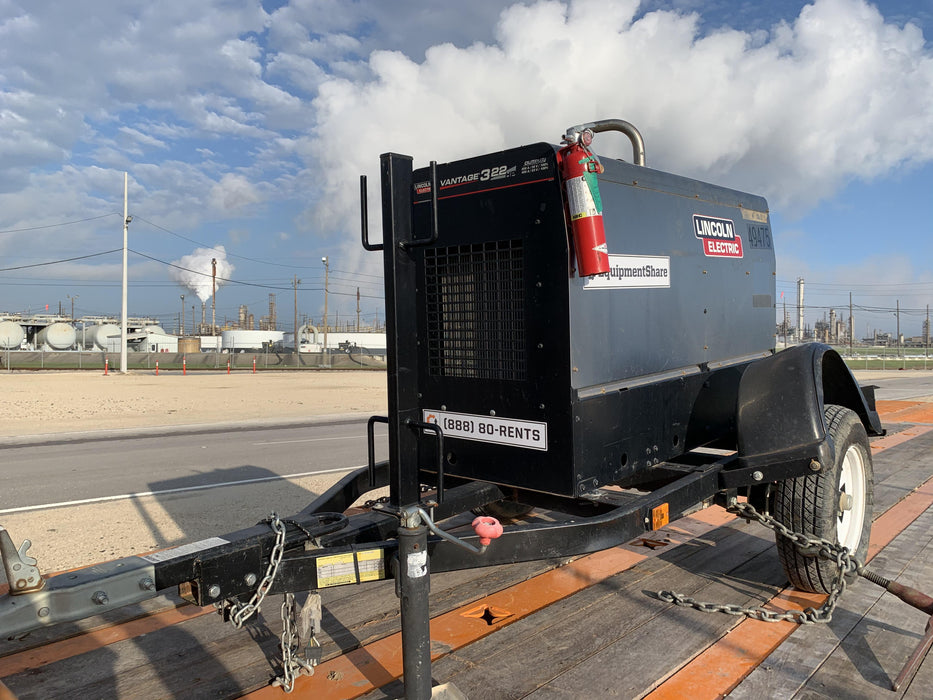 2019 Lincoln Electric Vantage 322 Ready-Pak 3, Two Wheel Trailer, Fender and Light Kit, Cable Rack
