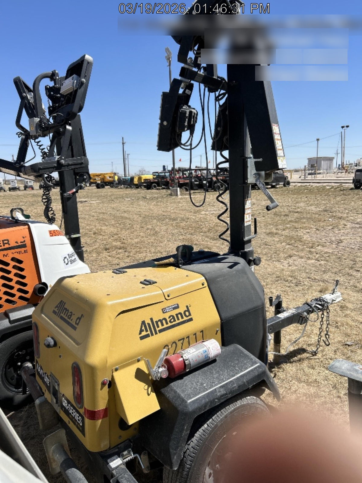2022 Allmand NLV3GR (4) LED Light Fixture 350W, 23' Vertical Mast, 3kW Prime, Towable, Deep Sea L401, Leveling Jacks, Yanmar T4F 5.8hp