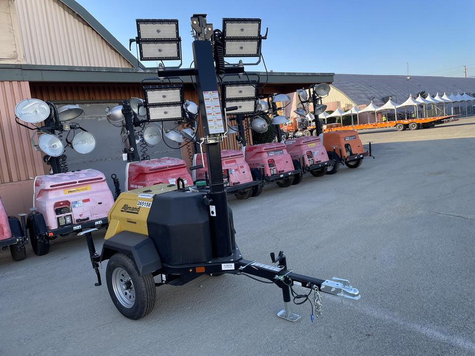 2022 Allmand NLV3GR (4) LED Light Fixture 350W, 23' Vertical Mast, 3kW Prime, Towable, ES Decals, T3