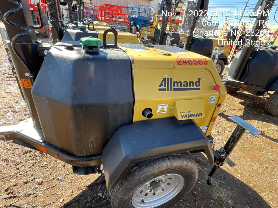 2022 Allmand NLV3GR (4) LED Light Fixture 350W, 23' Vertical Mast, 3kW Prime, Towable