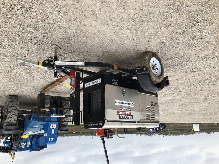 2019 Lincoln Electric Vantage 322 Welder Ready-Pak 3, Two wheel trailer, Fender and Light kit, Cable Rack