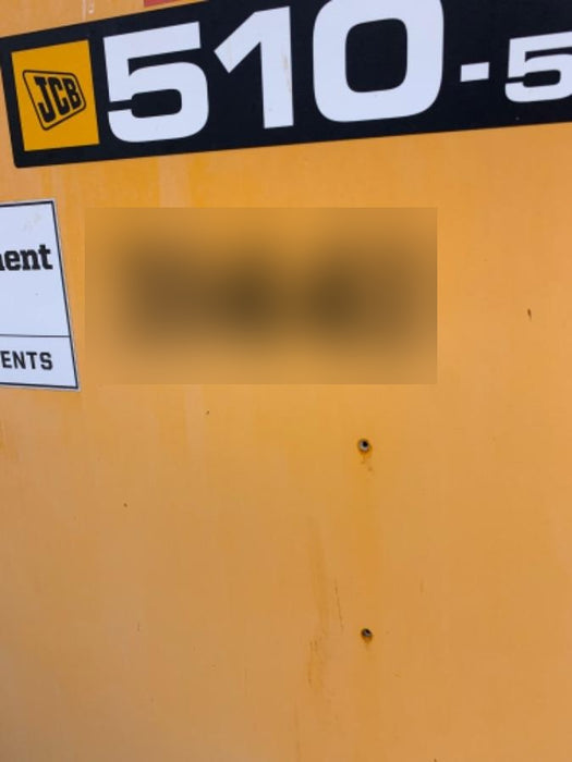 2019 JCB 510-56 Open ROPS, 74 HP, Solid Tires, Worklights, Beacon, Aux Hydraulics, Lifting Eye 72" Carriage/60" Forks