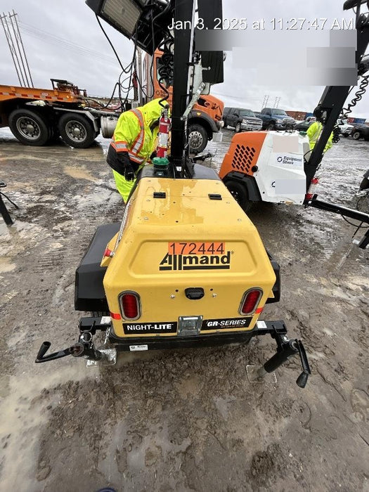 2021 Allmand NLV3GR (4) LED Light Fixture 350W, 23' Vertical Mast, 3kW Prime, Towable, Deep Sea L401, Leveling Jacks, Yanmar T4F 5.8hp