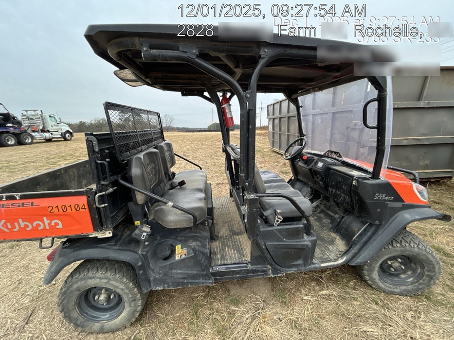 2022 Kubota RTV-X1140W-H Plastic Canopy, Windshield Acrylic Clear, LED Strobe Light, Wire Harness Kit, Back up Alarm