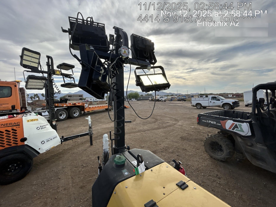 2022 Allmand NLV3GR (4) LED Light Fixture 350W, 23' Vertical Mast, 3kW Prime, Towable, ES Decals, T3