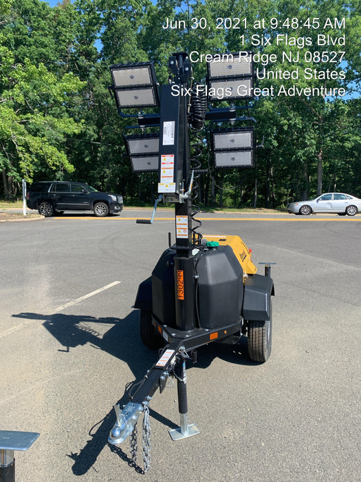 2021 Allmand NLV3GR (4) LED Light Fixture 350W, 23' Vertical Mast, 3kW Prime, Towable, Deep Sea L401, Leveling Jacks, Yanmar T4F 5.8hp