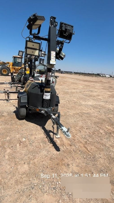 Allmand NLV3GR (4) LED Light Fixture 350W, 23' Vertical Mast, 3kW Prime, Towable, Deep Sea L401, Leveling Jacks, Yanmar T4F 5.8hp