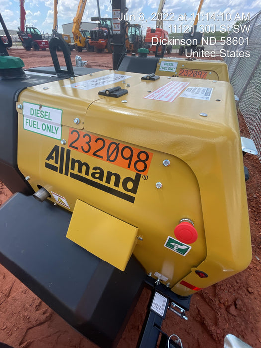 2022 Allmand NLV3GR (4) LED Light Fixture 350W, 23' Vertical Mast, 3kW Prime, Towable, Deep Sea L401, Leveling Jacks, Yanmar T4F 5.8hp