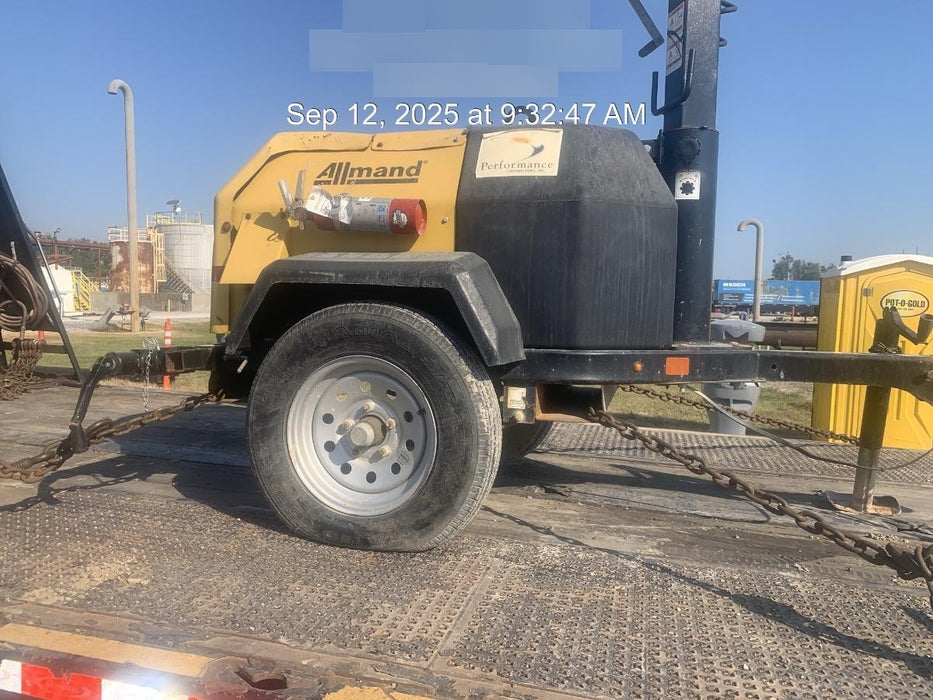 2022 Allmand NLV3GR (4) LED Light Fixture 350W, 23' Vertical Mast, 3kW Prime, Towable, Deep Sea L401, Leveling Jacks, Yanmar T4F 5.8hp