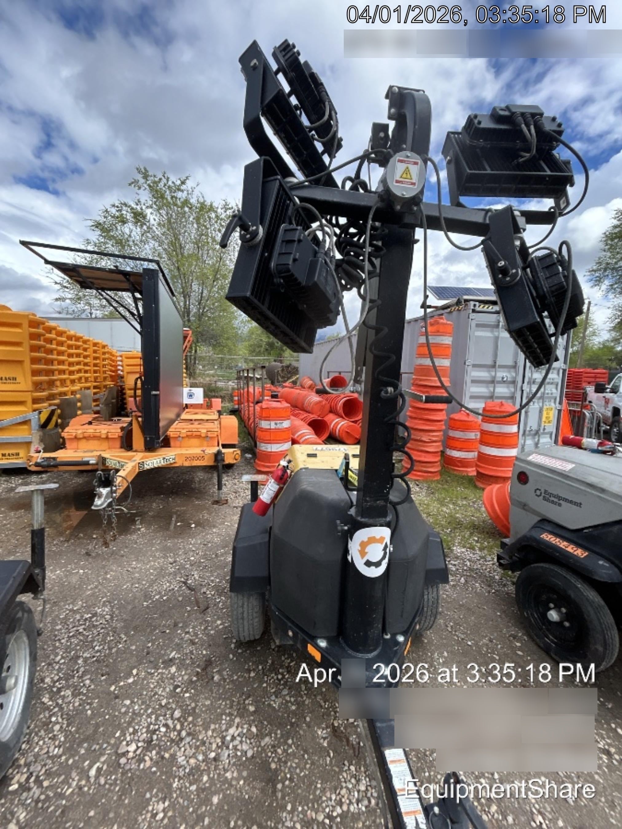 Allmand NLV3GR (4) LED Light Fixture 350W, 23' Vertical Mast, 3kW Prime, Towable, Deep Sea L401, Leveling Jacks, Yanmar T4F 5.8hp
