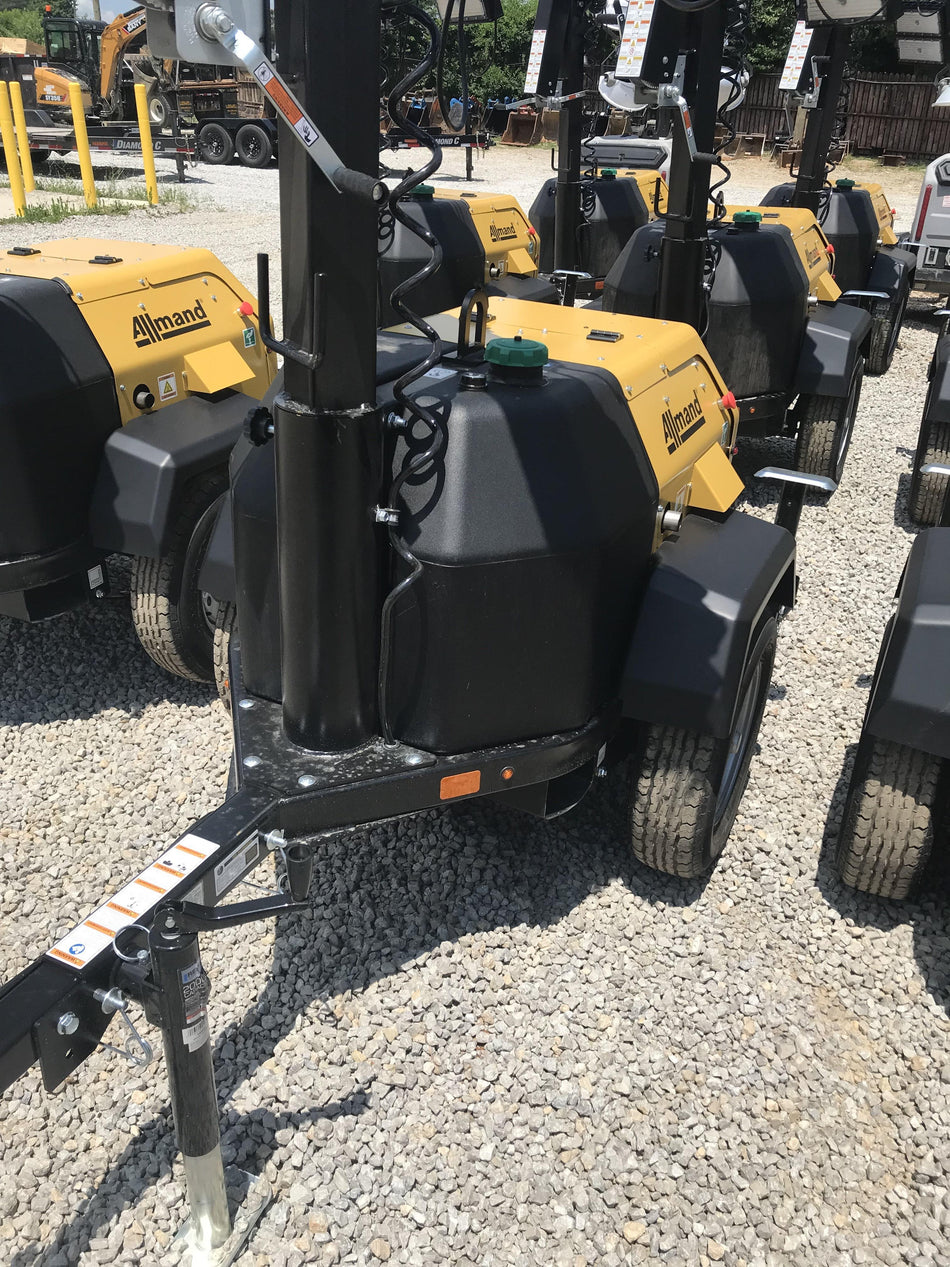 2022 Allmand NLV3GR (4) LED Light Fixture 350W, 23' Vertical Mast, 3kW Prime, Towable, Deep Sea L401, Leveling Jacks, Yanmar T4F 5.8hp