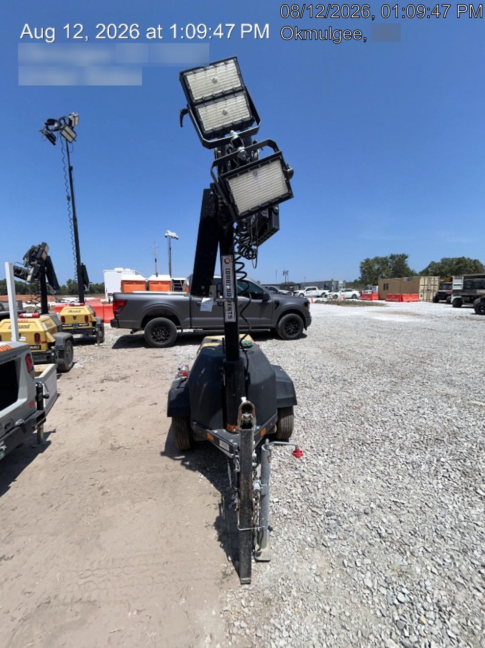 2021 Allmand NLV3GR (4) LED Light Fixture 350W, 23' Vertical Mast, 3kW Prime, Towable, Deep Sea L401, Leveling Jacks, Yanmar T4F 5.8hp