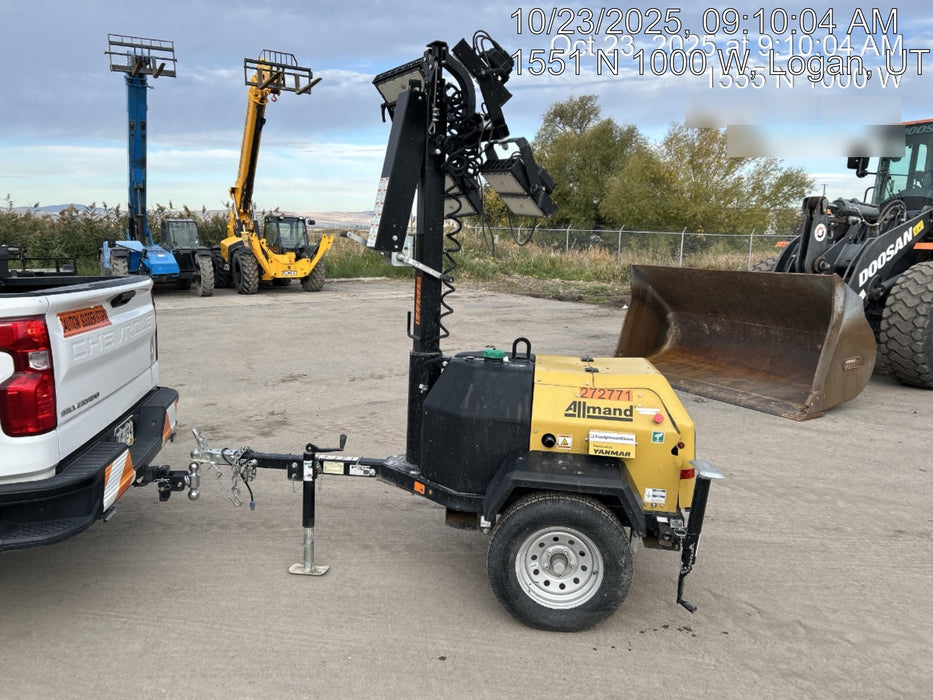 2022 Allmand NLV3GR (4) LED Light Fixture 350W, 23' Vertical Mast, 3kW Prime, Towable, ES Decals, T3
