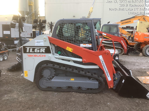 2022 Takeuchi TL6CR 65hp Kubota Diesel, Cab/Heat/Air, Rubber Tracks, Hydraulic QC