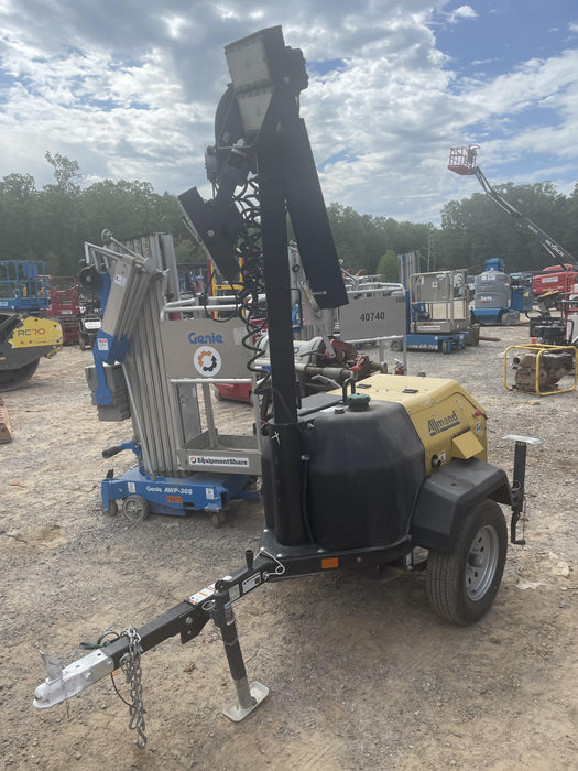 2022 Allmand NLV3GR (4) LED Light Fixture 350W, 23' Vertical Mast, 3kW Prime, Towable, Deep Sea L401, Leveling Jacks, Yanmar T4F 5.8hp