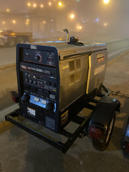 2019 Lincoln Electric Vantage 322 Ready-Pak 3, Two Wheel Trailer, Fender and Light Kit, Cable Rack