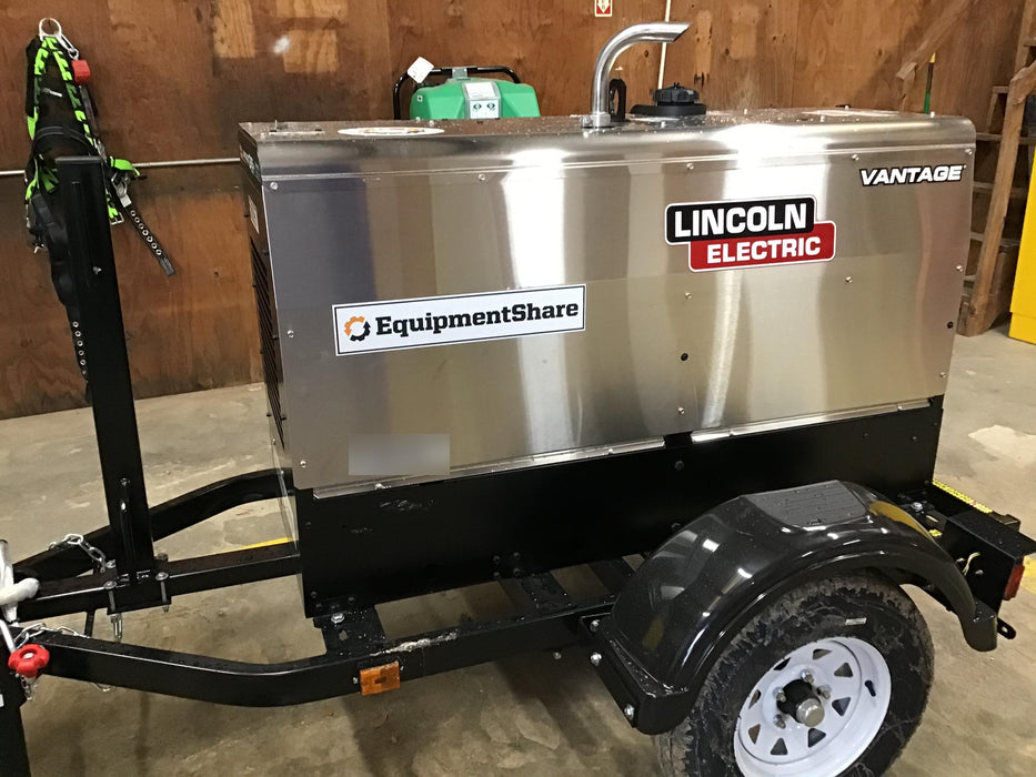 2019 Lincoln Electric Vantage 322 Welder Ready-Pak 3, Two wheel trailer, Fender and Light kit, Cable Rack